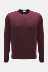 von Braun Merino Feinstrick-Rundhalspullover bordeaux, Slim Fit, reine Merinowolle, feines Strickbild, Rundhalsausschnitt, elastische Rippbündchen, Vorderansicht