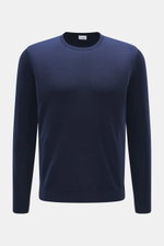 von Braun Merino Feinstrick-Rundhalspullover navy, Slim Fit, reine Merinowolle, fein gestrickt, weicher Griff, Rundhalsausschnitt, elastische Bündchen, frontal fotografiert