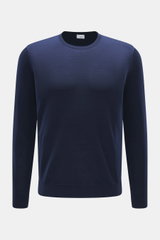 von Braun Merino Feinstrick-Rundhalspullover navy, Slim Fit, reine Merinowolle, fein gestrickt, weicher Griff, Rundhalsausschnitt, elastische Bündchen, frontal fotografiert