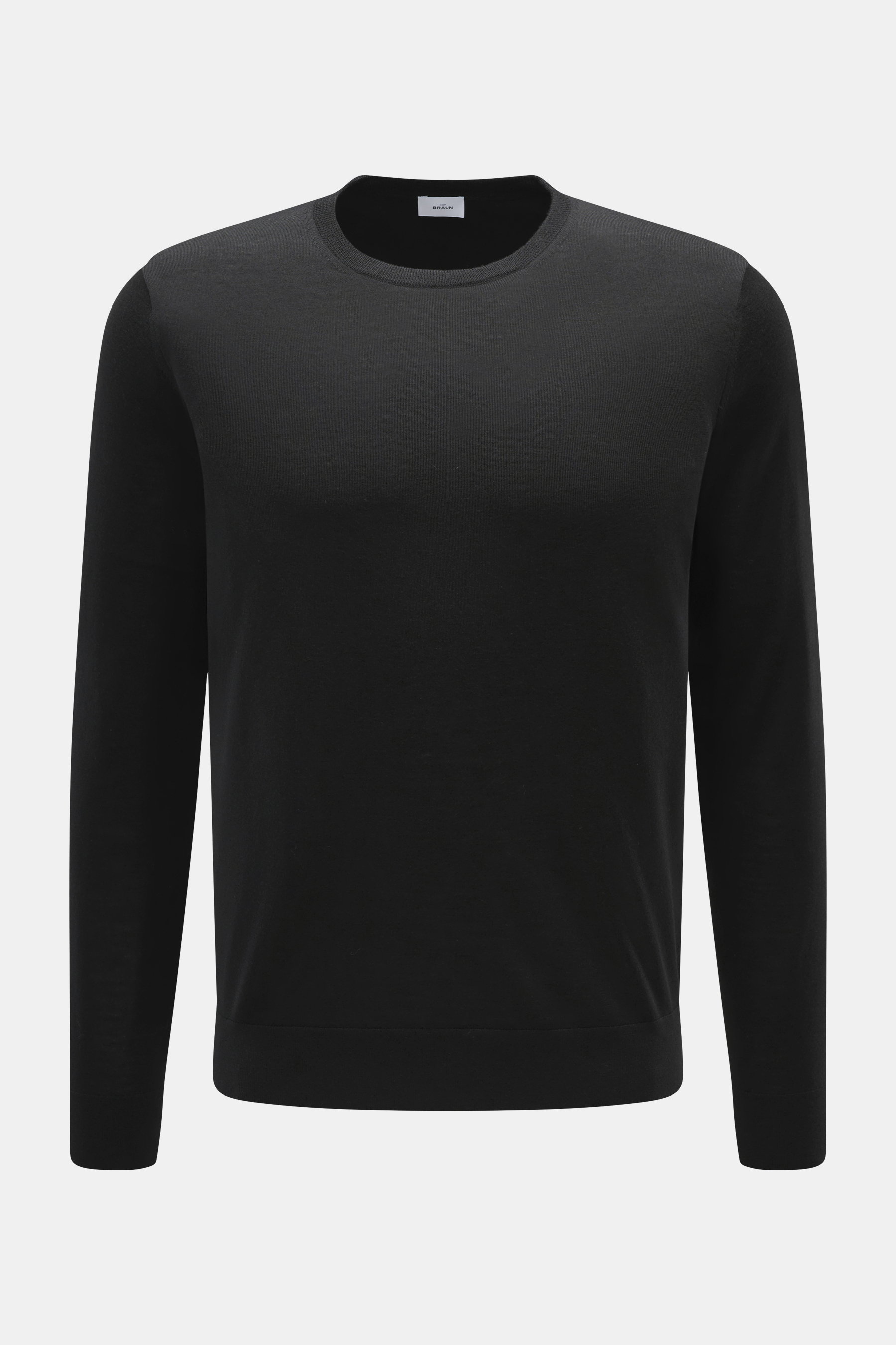 Merino Feinstrick-Rundhalspullover schwarz