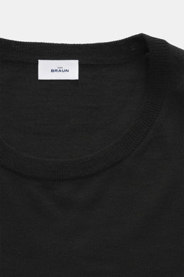 von Braun Merino Feinstrick-Rundhalspullover schwarz