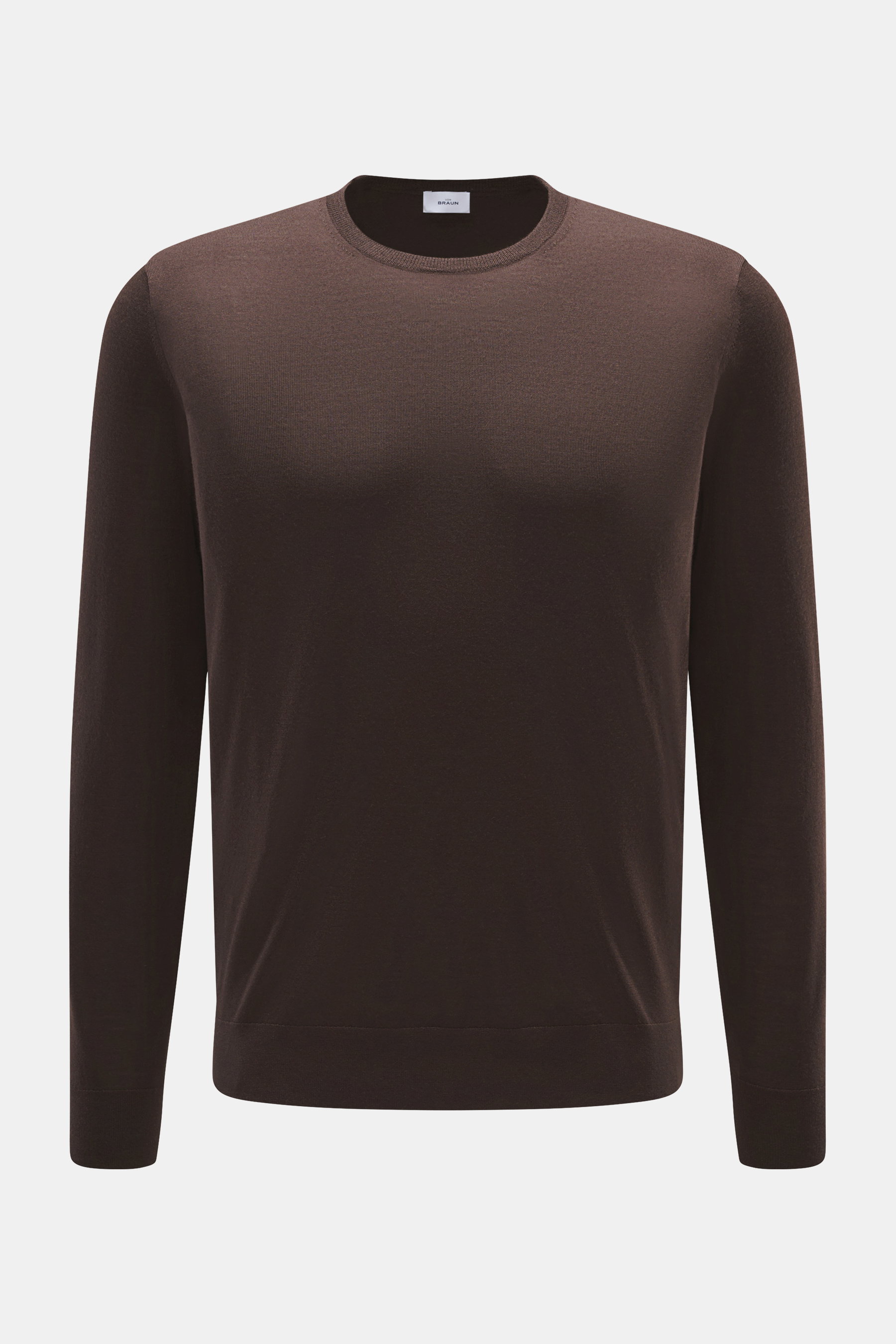 von Braun Merino Feinstrick-Rundhalspullover dunkelbraun