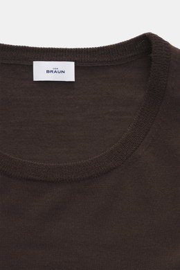 von Braun Merino Feinstrick-Rundhalspullover dunkelbraun