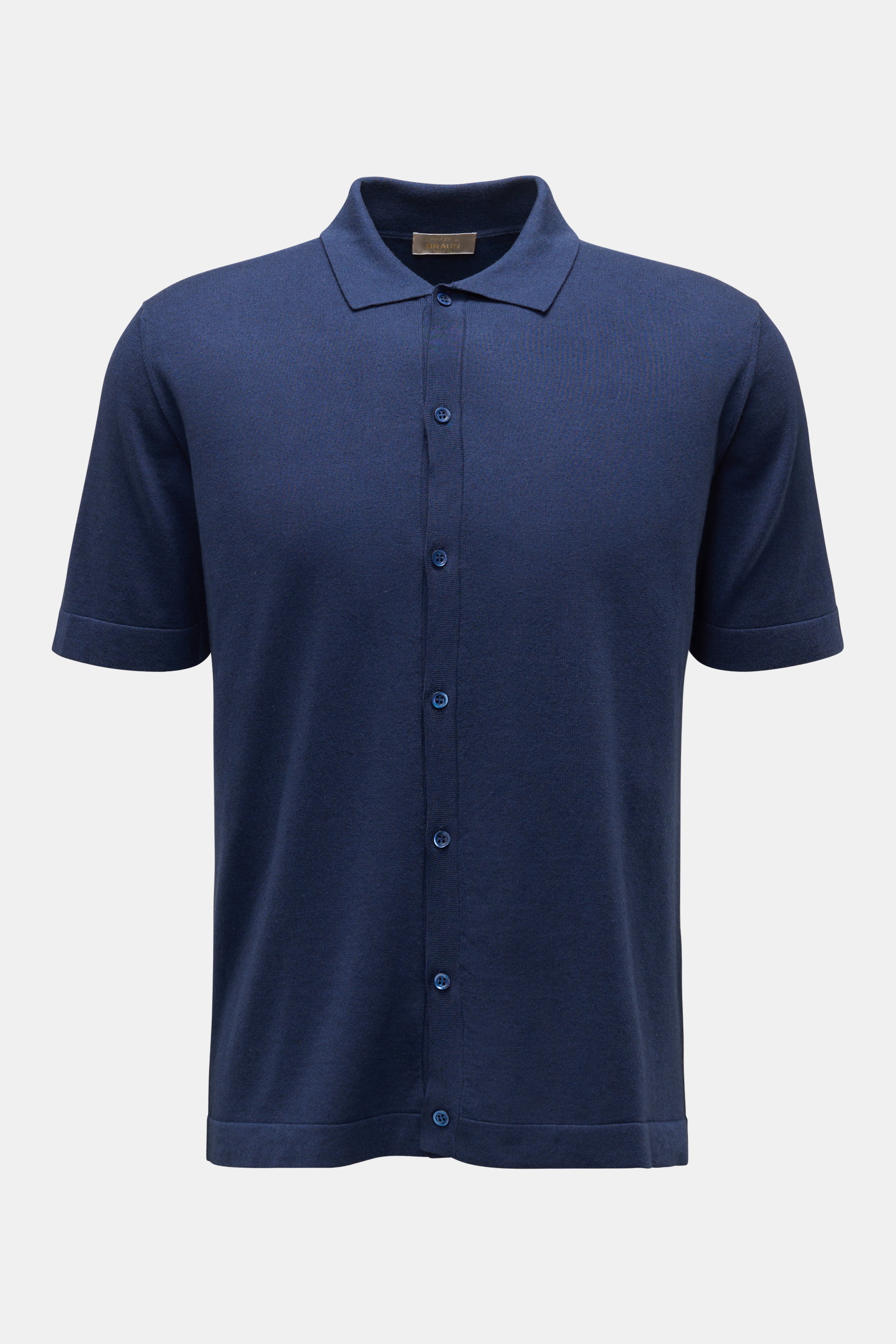 Cruciani Kurzarm-Strickhemd schmaler Kragen navy