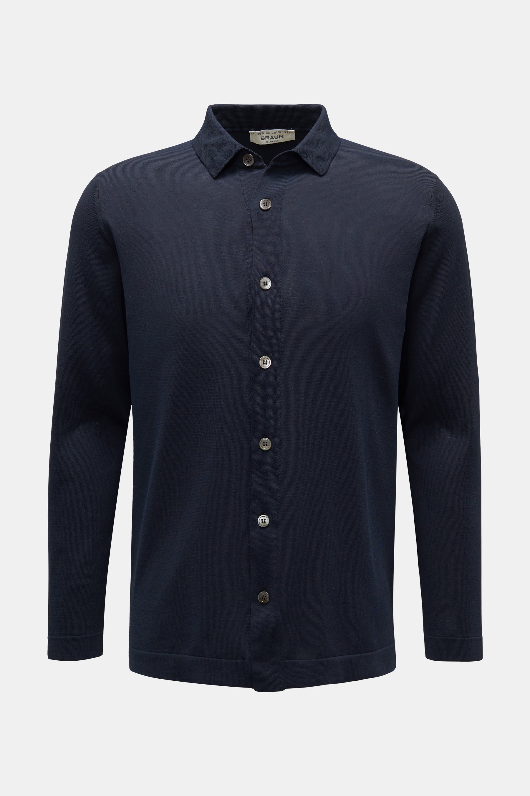 Filippo de Laurentiis Strickhemd schmaler Kragen navy