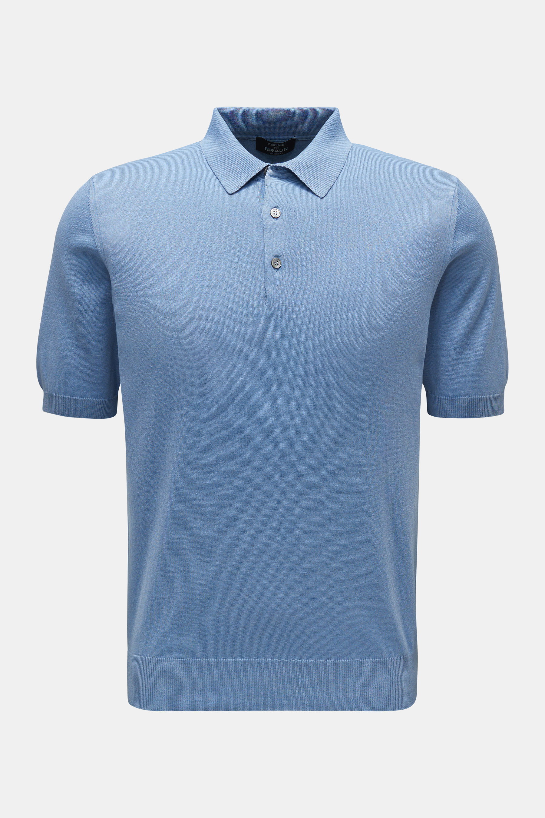 Zanieri Kurzarm-Strickpolo rauchblau
