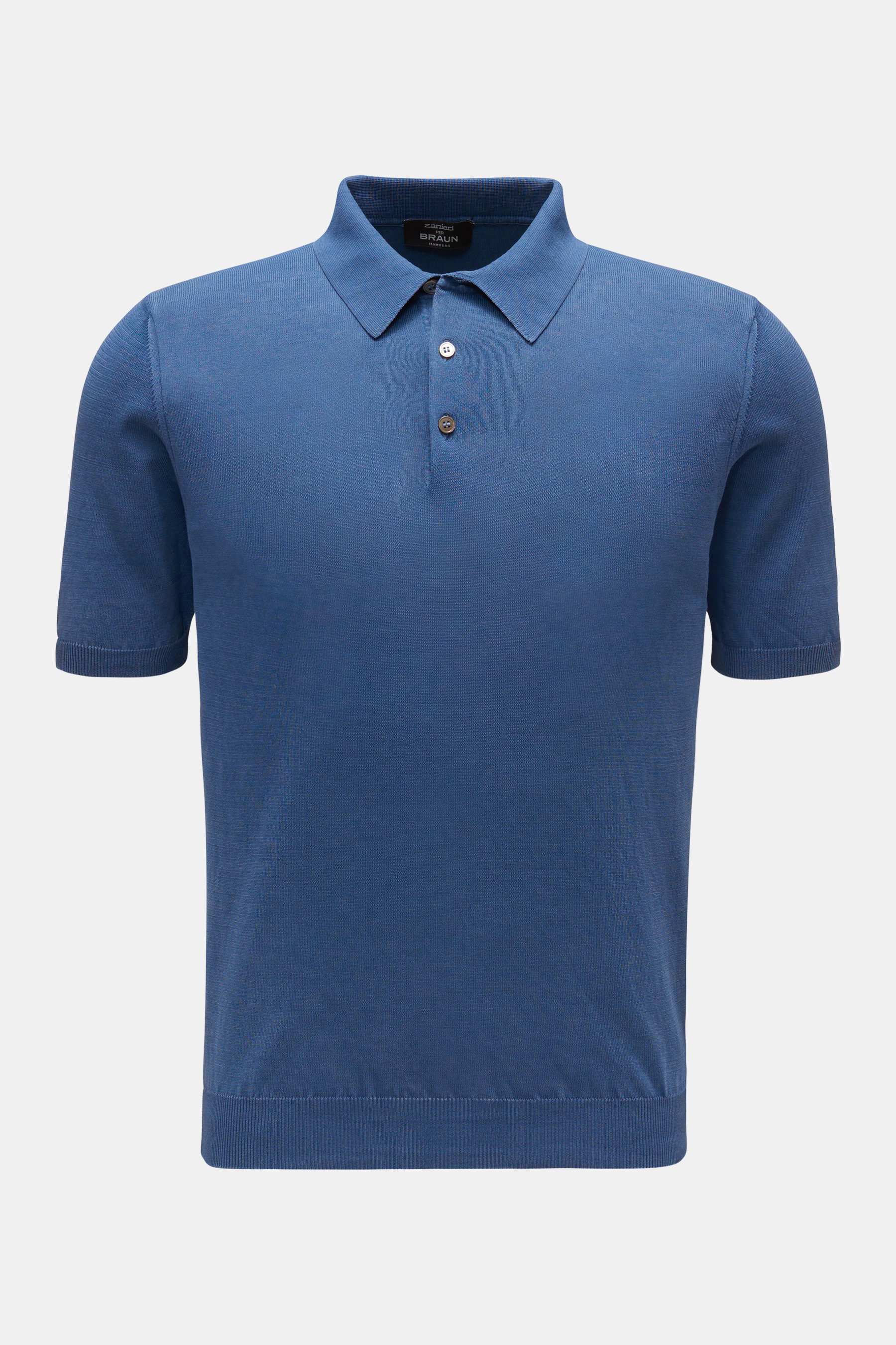 Zanieri Kurzarm-Strickpolo graublau