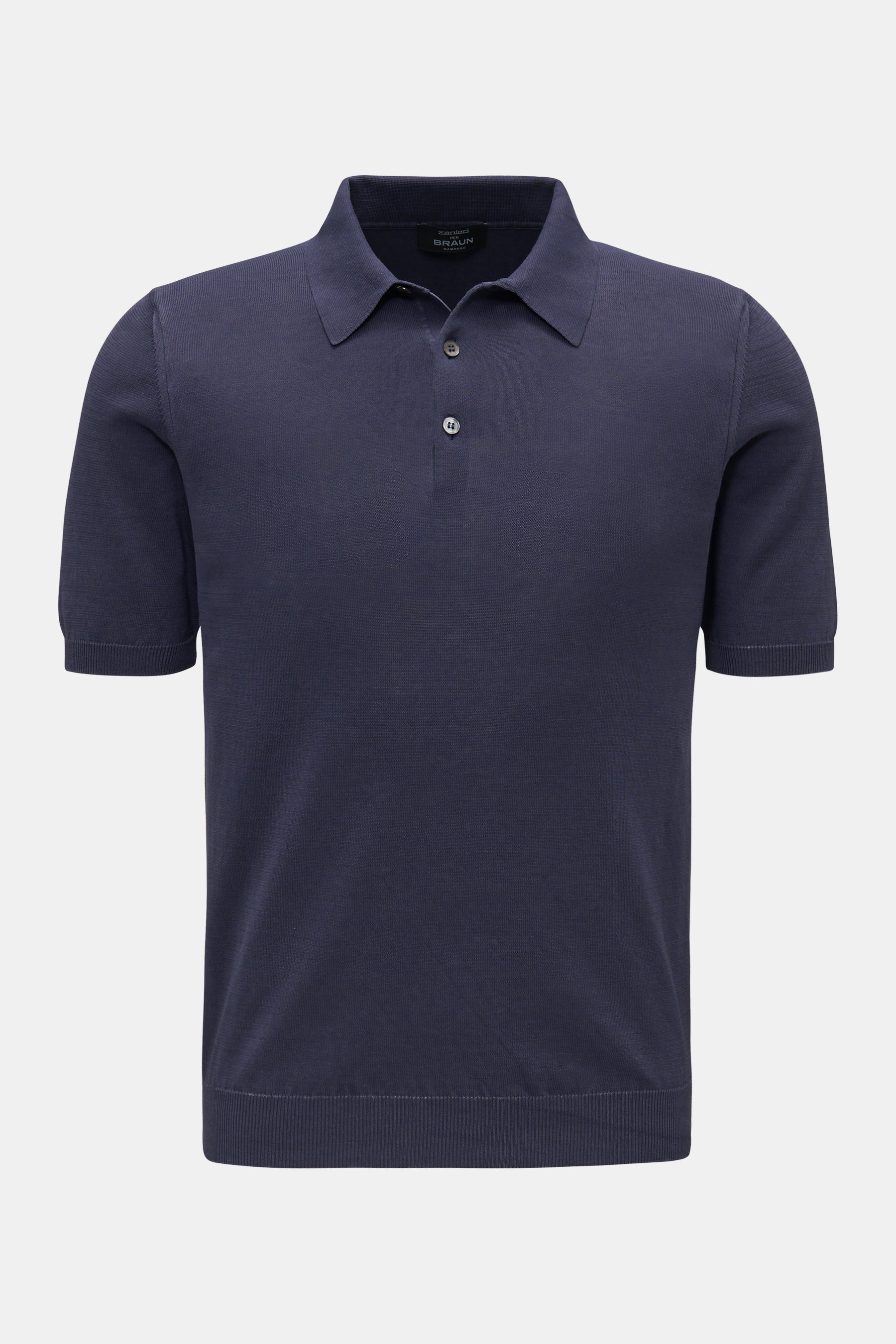 Zanieri Kurzarm-Strickpolo navy