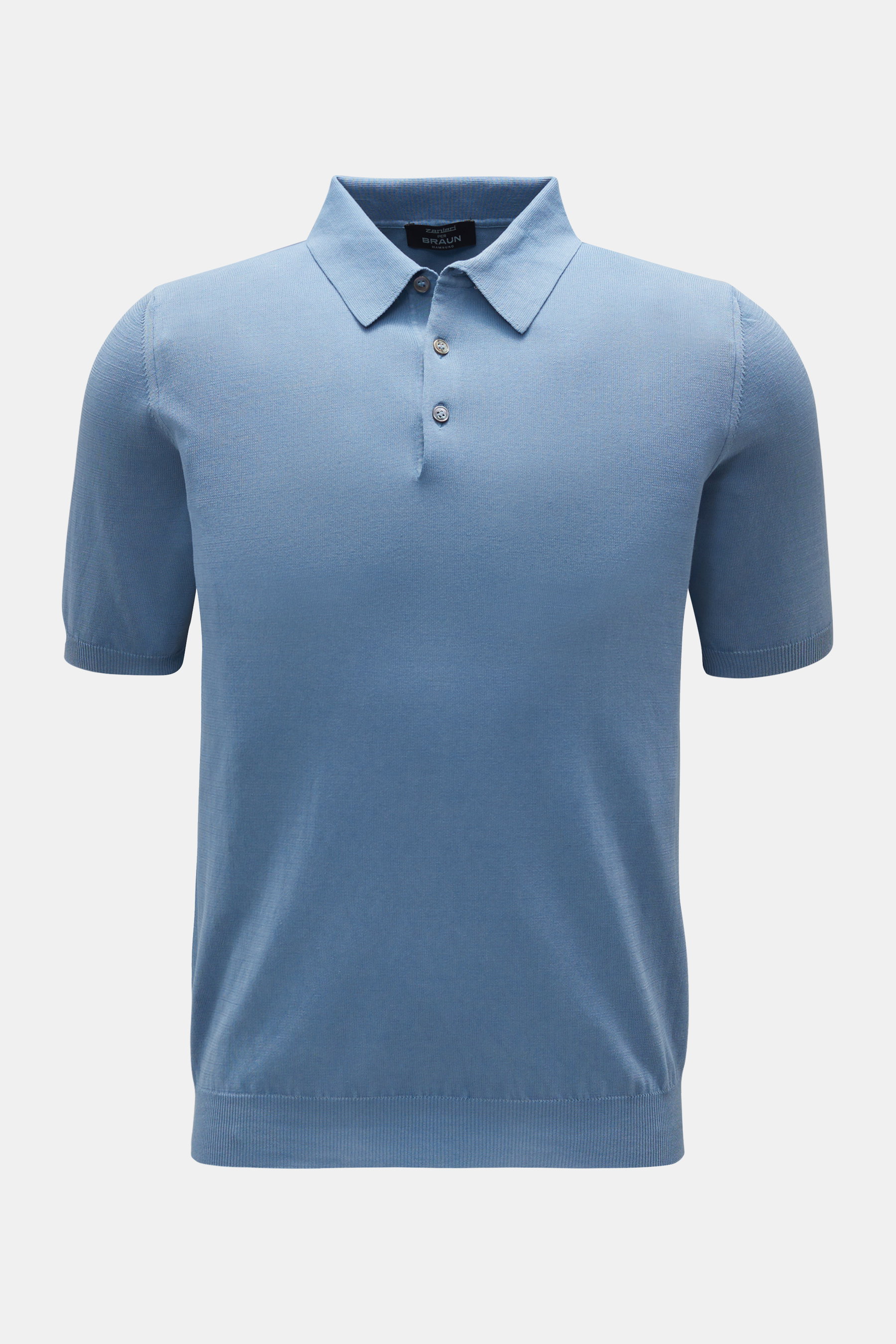 Zanieri Kurzarm-Strickpolo rauchblau
