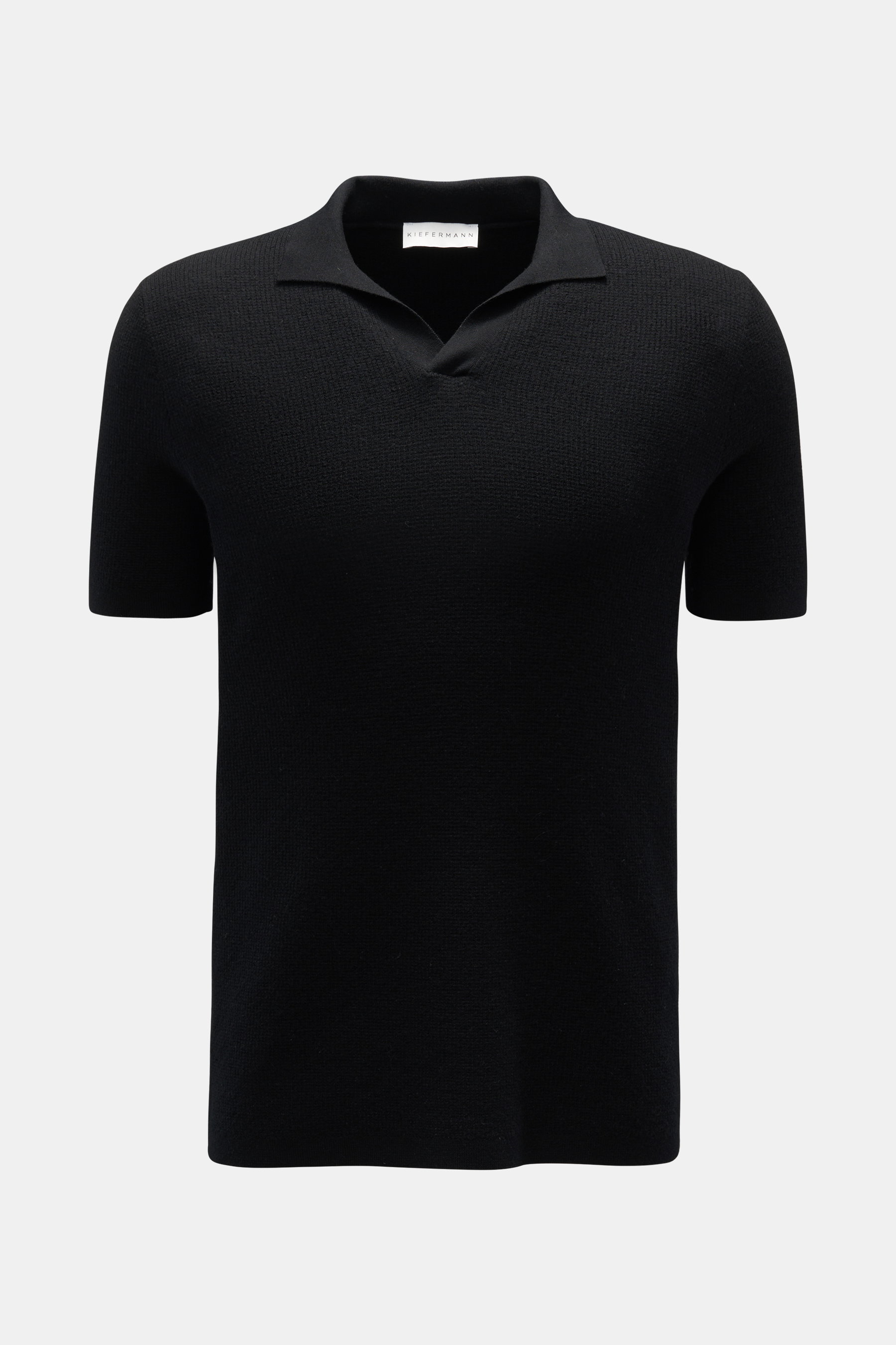 Kiefermann Merino Kurzarm-Strickpolo 'Nilas' schwarz