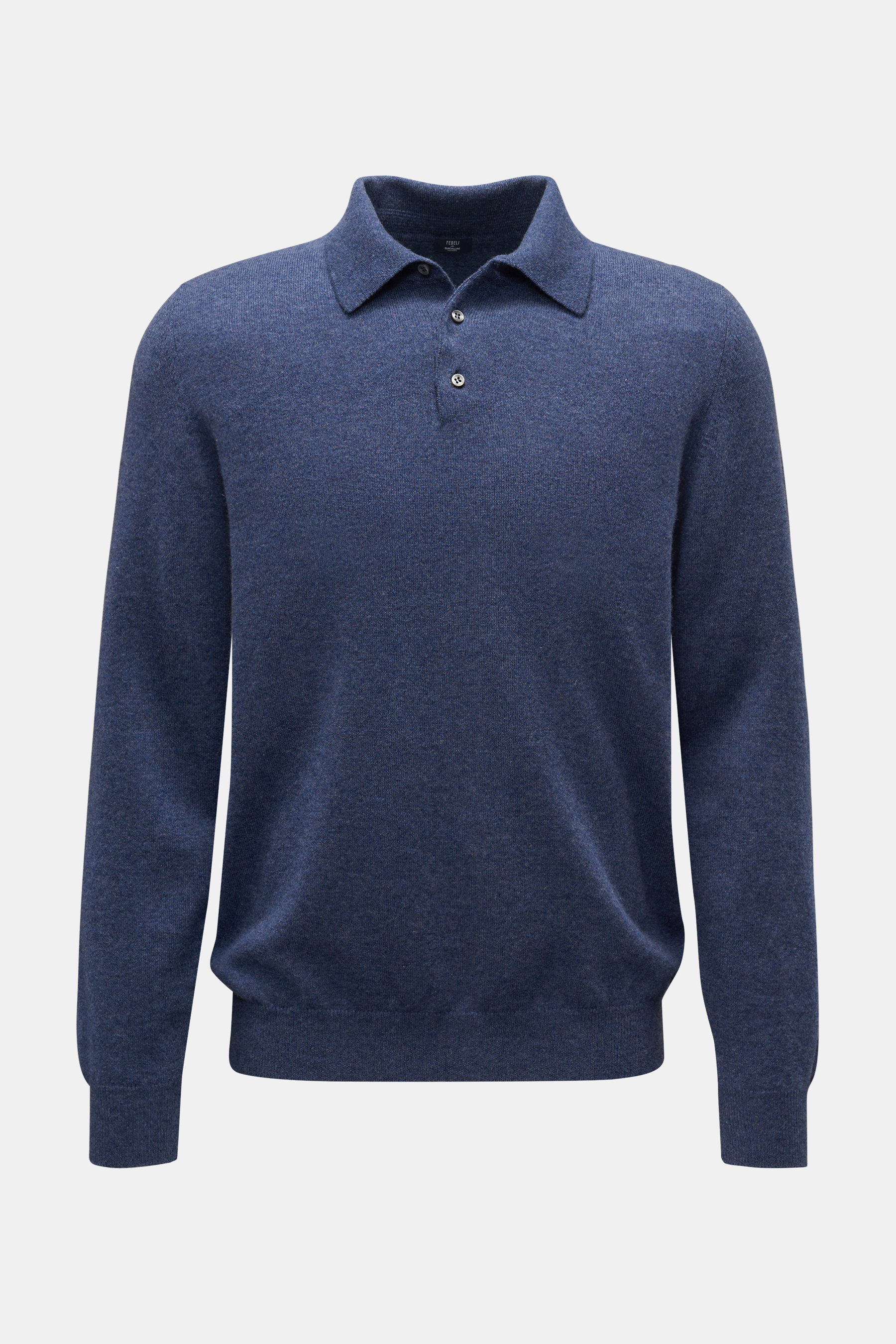 Fedeli Cashmere knit polo 'Sportman' smoky blue