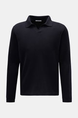 04651/ A trip in a bag Merino Strickpolo 'Oyster' navy