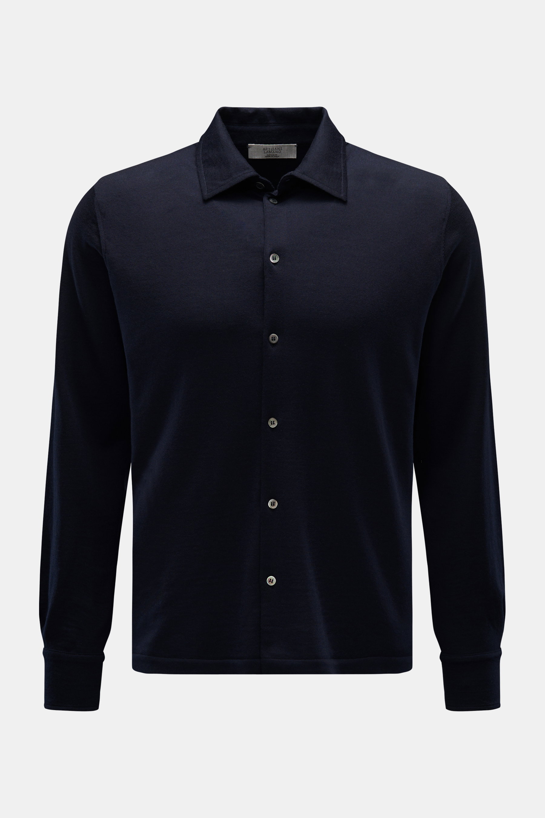 Lamano Artisans Strickhemd schmaler Kragen navy