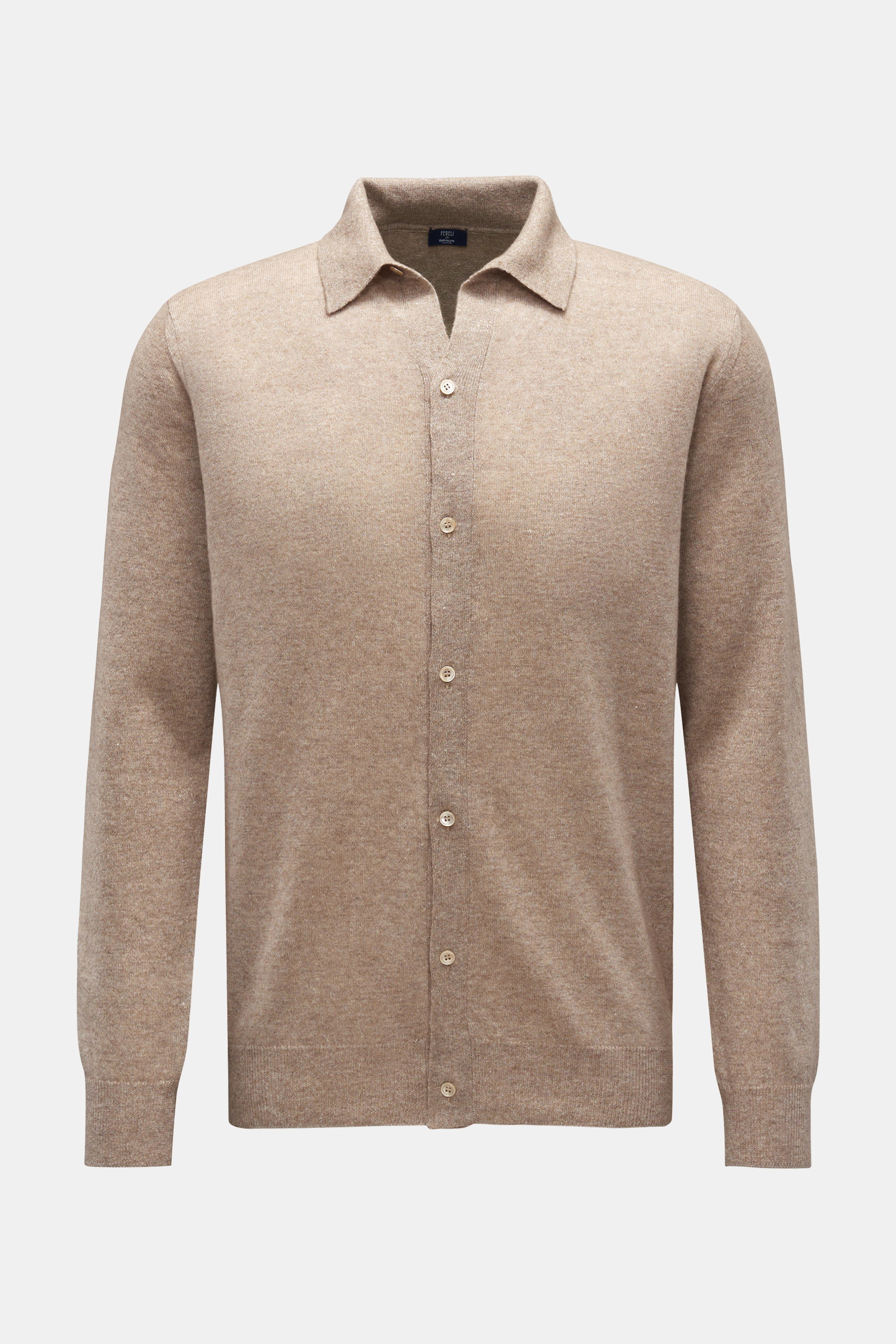 Fedeli Strickhemd beige meliert