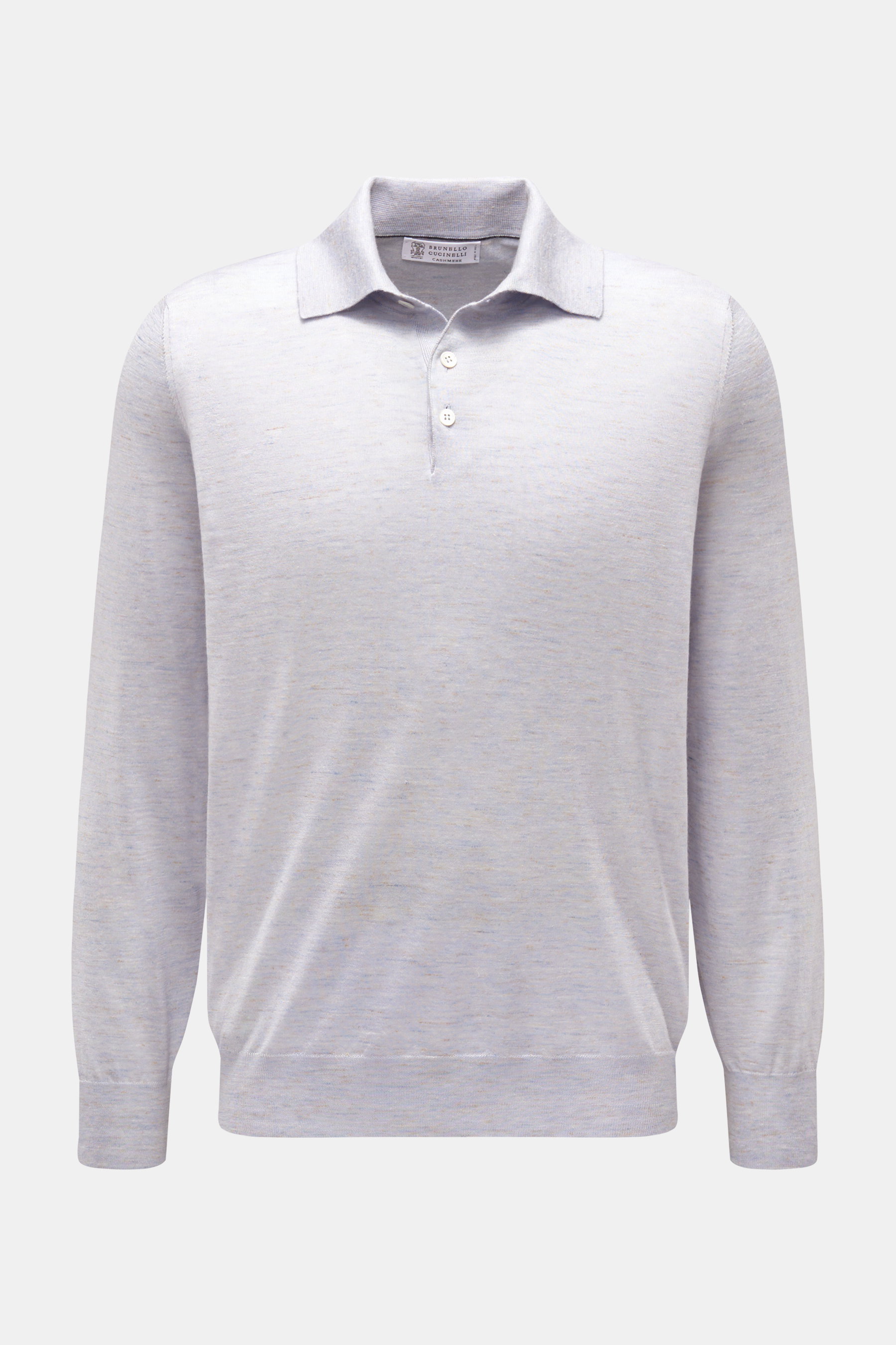 Brunello Cucinelli Strickpolo rauchblau meliert