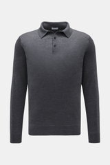 von Braun Merino fine knit polo dark grey melange