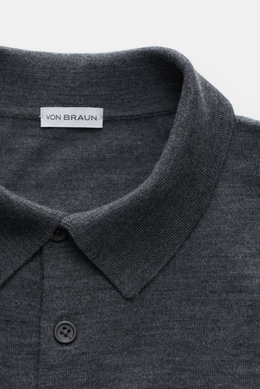 von Braun Merino fine knit polo dark grey melange
