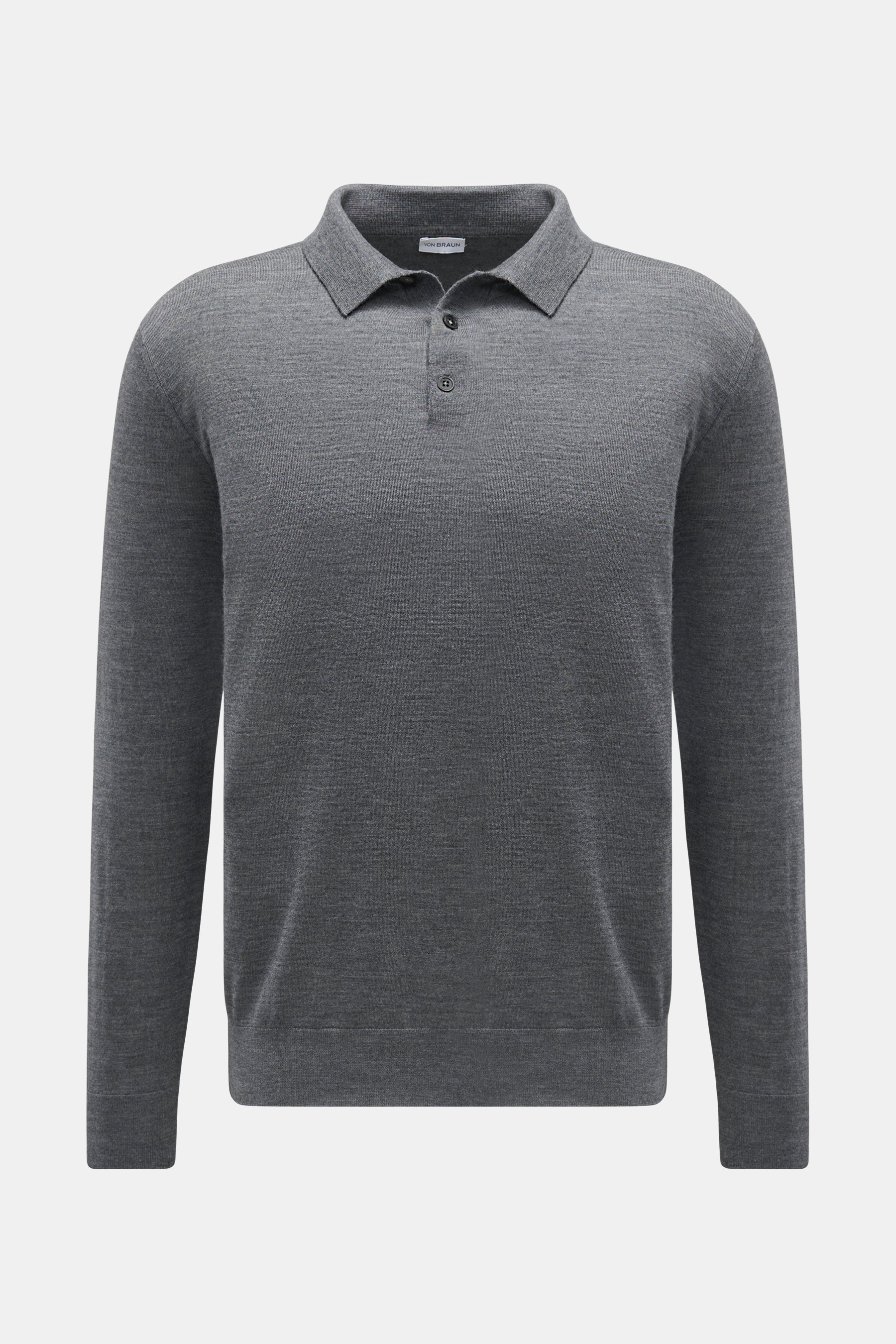 von Braun Merino Feinstrickpolo grau meliert