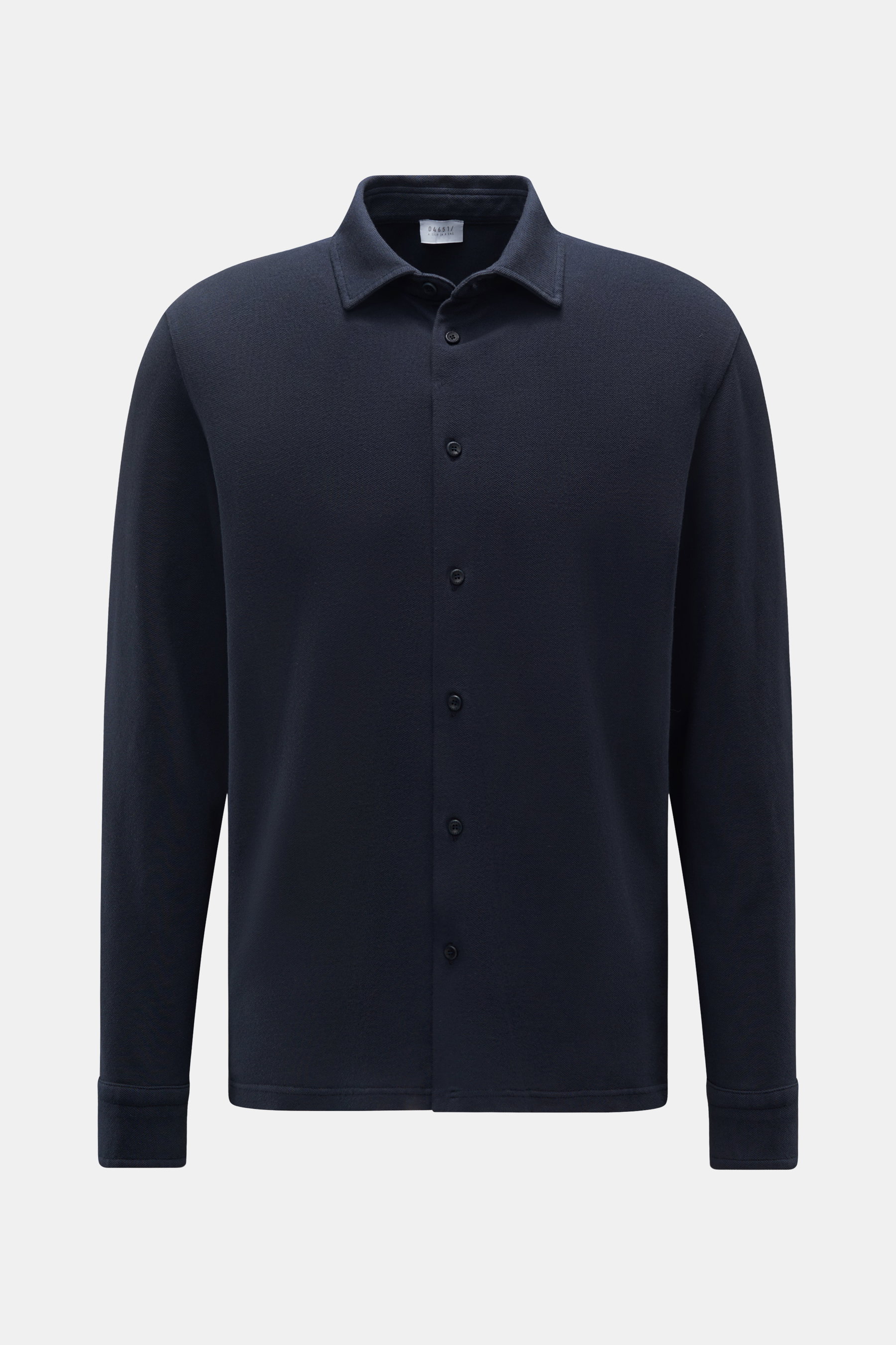 Piqué shirt slim collar navy