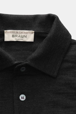 Filippo de Laurentiis Fine knit polo shirt anthracite mottled