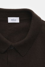 von Braun Cashmere knit shirt dark brown shown from a close-up top front perspective, featuring a classic collar and button placket. 

<p>Luxurious winter essential: This VON BRAUN knit shirt in the finest Mongolian cashmere has a timeless design that off