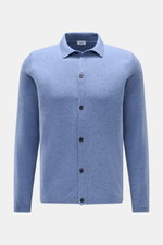 Front view of von Braun Cashmere knit shirt blue mottled, a slim fit, fine knit shirt with classic collar and button placket.

Description: <p>Luxurious winter essential: This VON BRAUN knit shirt in the finest Mongolian cashmere has a timeless design tha