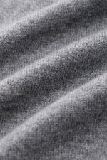 Close-up view of the fine knit fabric texture of the von Braun Cashmere knit shirt grey melange, showcasing soft Mongolian cashmere.

<p>Luxurious winter essential: This VON BRAUN knit shirt in the finest Mongolian cashmere has a timeless design that offe