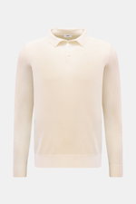 Front view of von Braun Merino fine knit polo cream in pure Merino wool with slim fit, narrow collar, three-button placket, and ribbed bands.

<p>Pure Merino wool in a comfortable fine knit makes this knit polo knit polo from the brand VON BRAUN a luxur