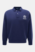 Polo Ralph Lauren Sweatshirt navy, frontal fotografiert, sportives Oversized Sweatshirt mit Polokragen, Stitching auf der Brust, Rippbündchen, Baumwoll-Microfaser-Mix, weicher Griff, softe Innenseite.