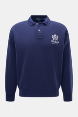 Polo Ralph Lauren Sweatshirt navy, frontal fotografiert, sportives Oversized Sweatshirt mit Polokragen, Stitching auf der Brust, Rippbündchen, Baumwoll-Microfaser-Mix, weicher Griff, softe Innenseite.