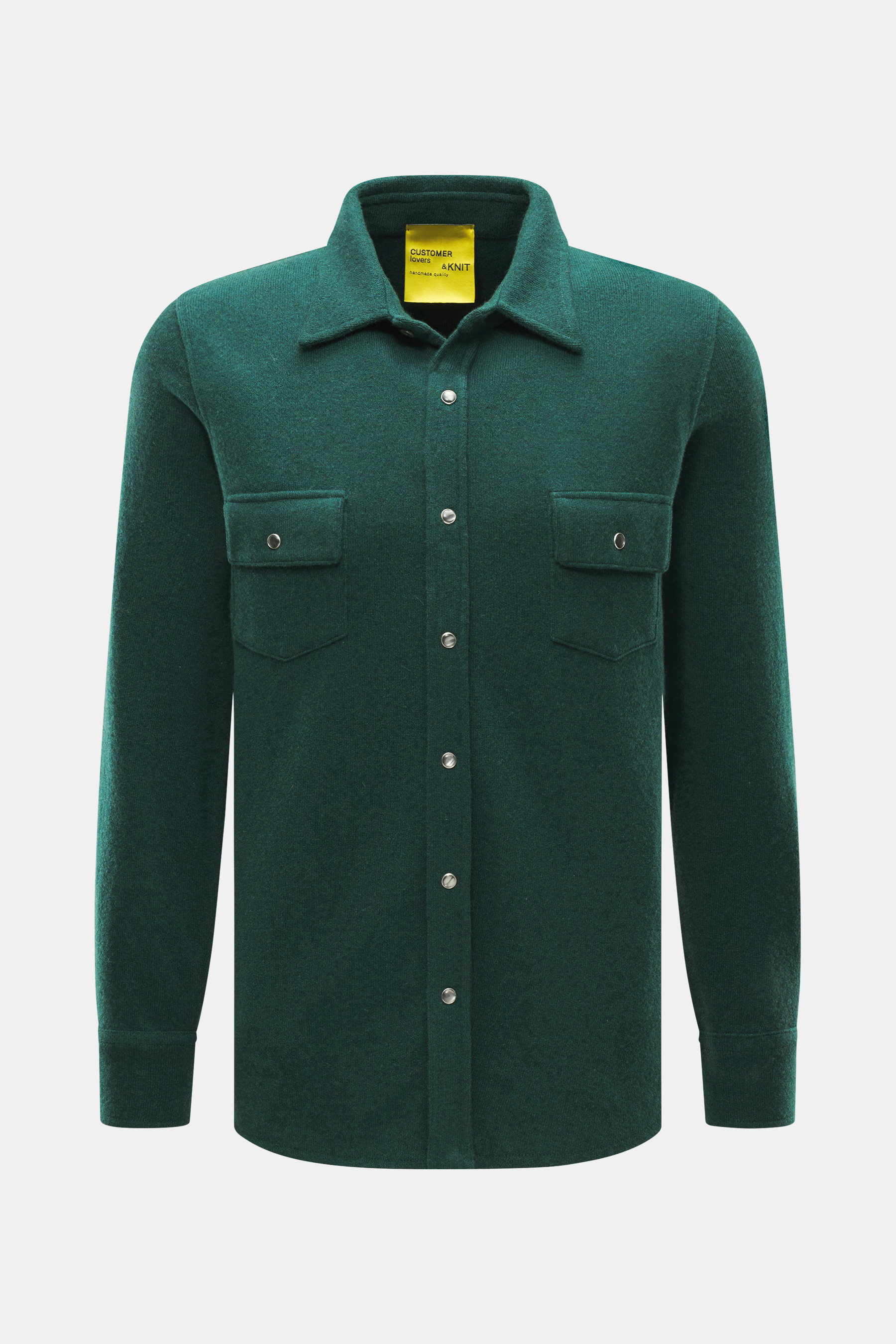 B.F. Knitwear Cashmere Strickhemd Kent-Kragen dunkelgrün