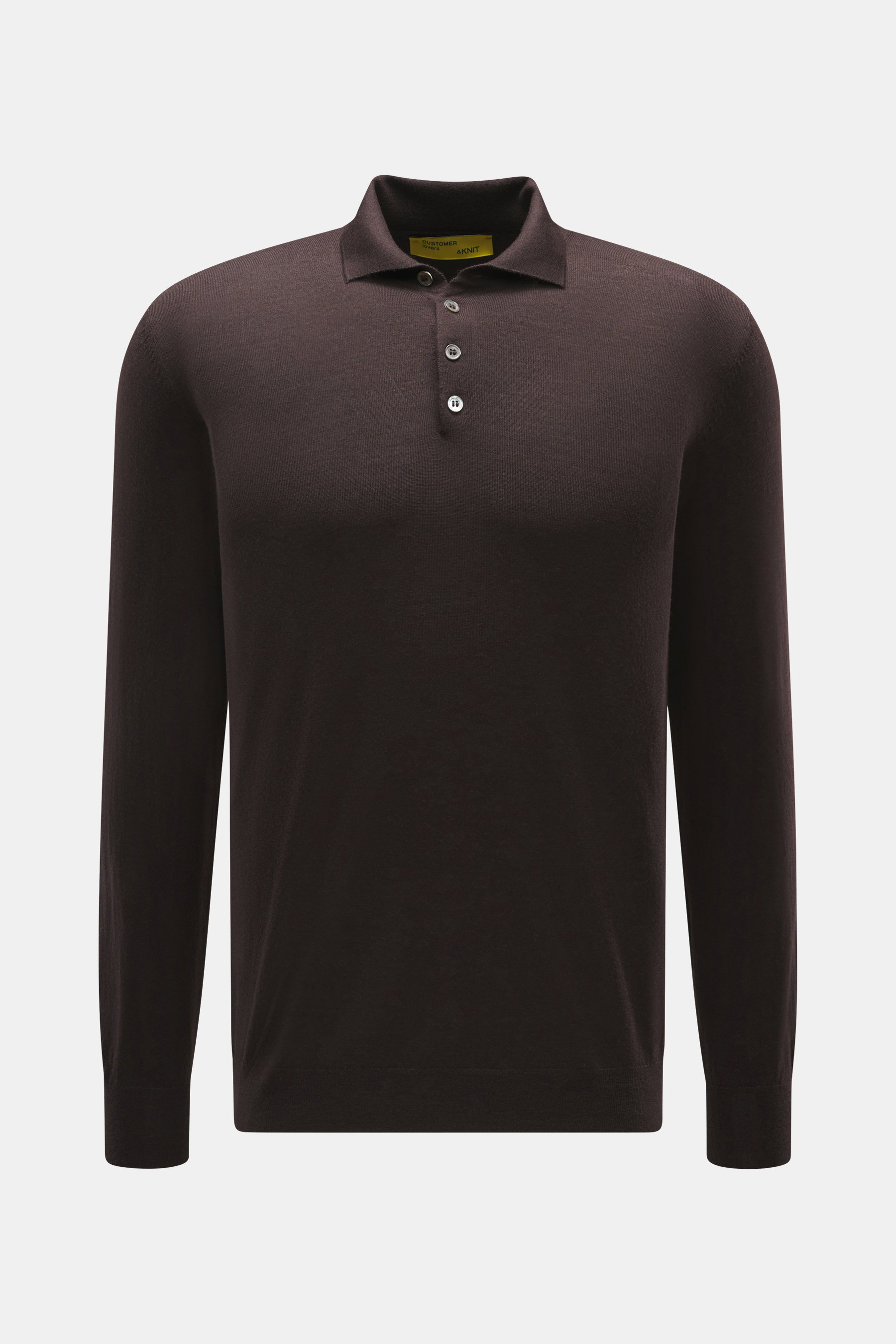 B.F. Knitwear Merino Strickpolo dunkelbraun