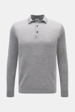 von Braun Merino Feinstrickpolo hellgrau, Slim Fit, reine Merinowolle, schmaler Polokragen, Drei-Knopf-Leiste, flexible Rippbündchen, Frontansicht