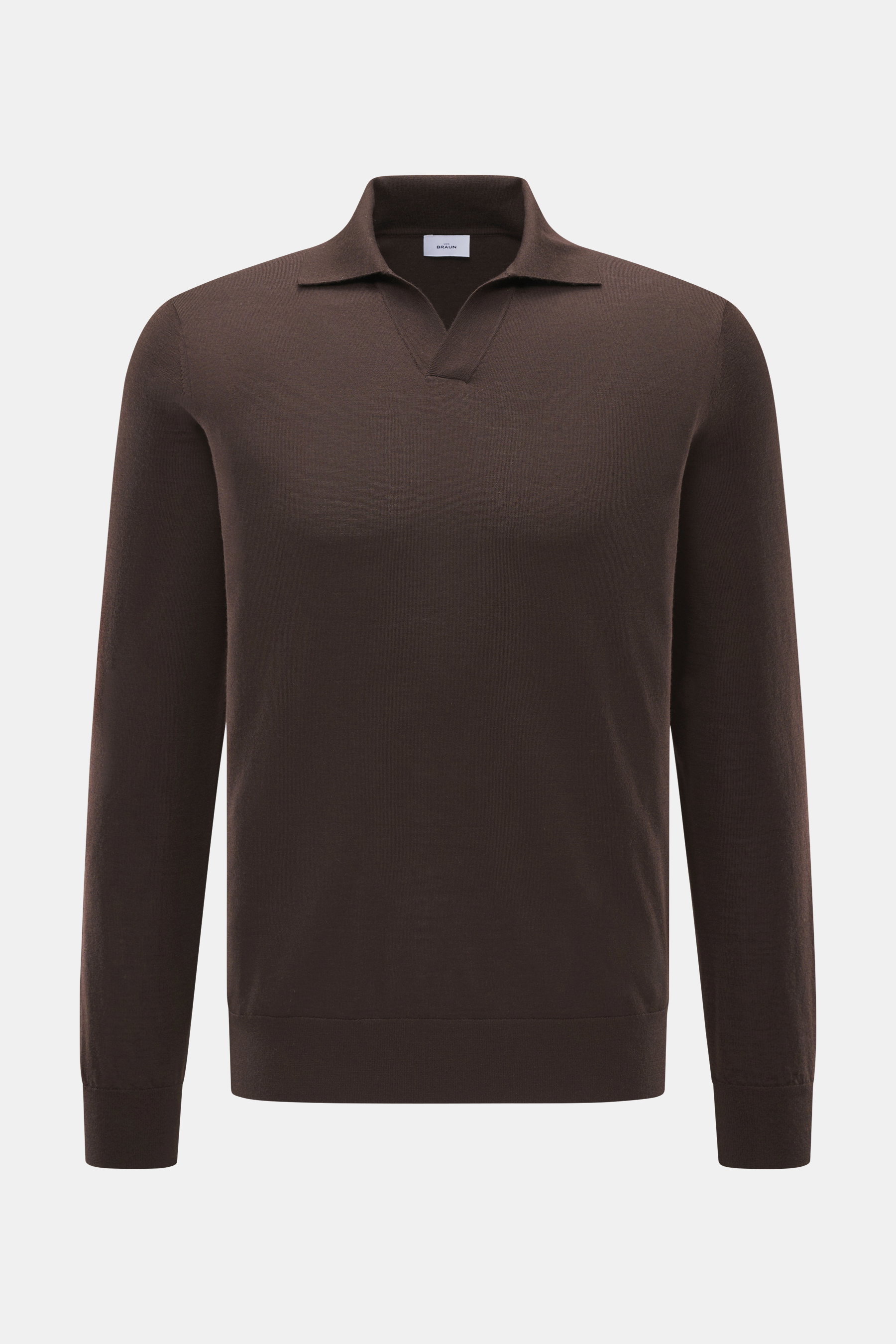 von Braun Merino Feinstrickpolo dunkelbraun