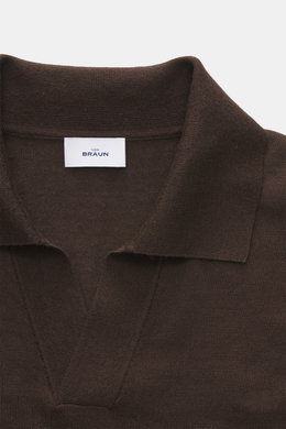 von Braun Merino Feinstrickpolo dunkelbraun