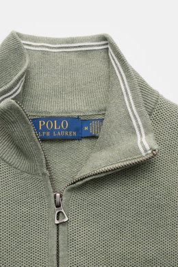 Close-up front perspective of Polo Ralph Lauren Half-zip jumper mint green with half-zip collar and textured knit.

<p>A essential for mild days: This half-zip jumper by POLO RALPH LAUREN is made of high-quality cotton material and is a stylish piece for 
