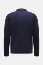 Rückansicht des 04651/ A trip in a bag Strickpolo navy in Slim Fit, Merinowolle-Cashmere-Mix, mit feinem Strickbild, Polokragen und Rippbündchen.