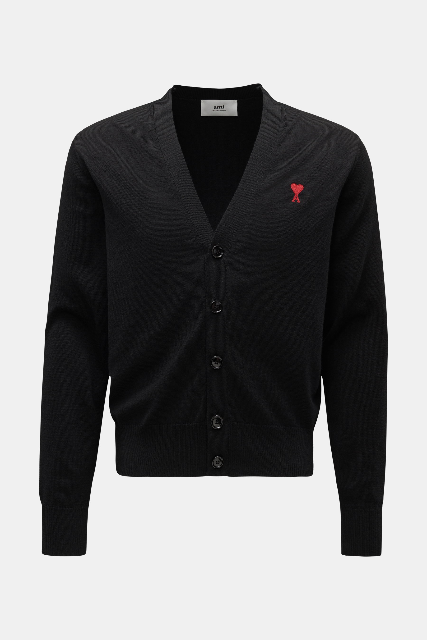 Ami Paris Merino Cardigan 'Ami de Cœur' schwarz