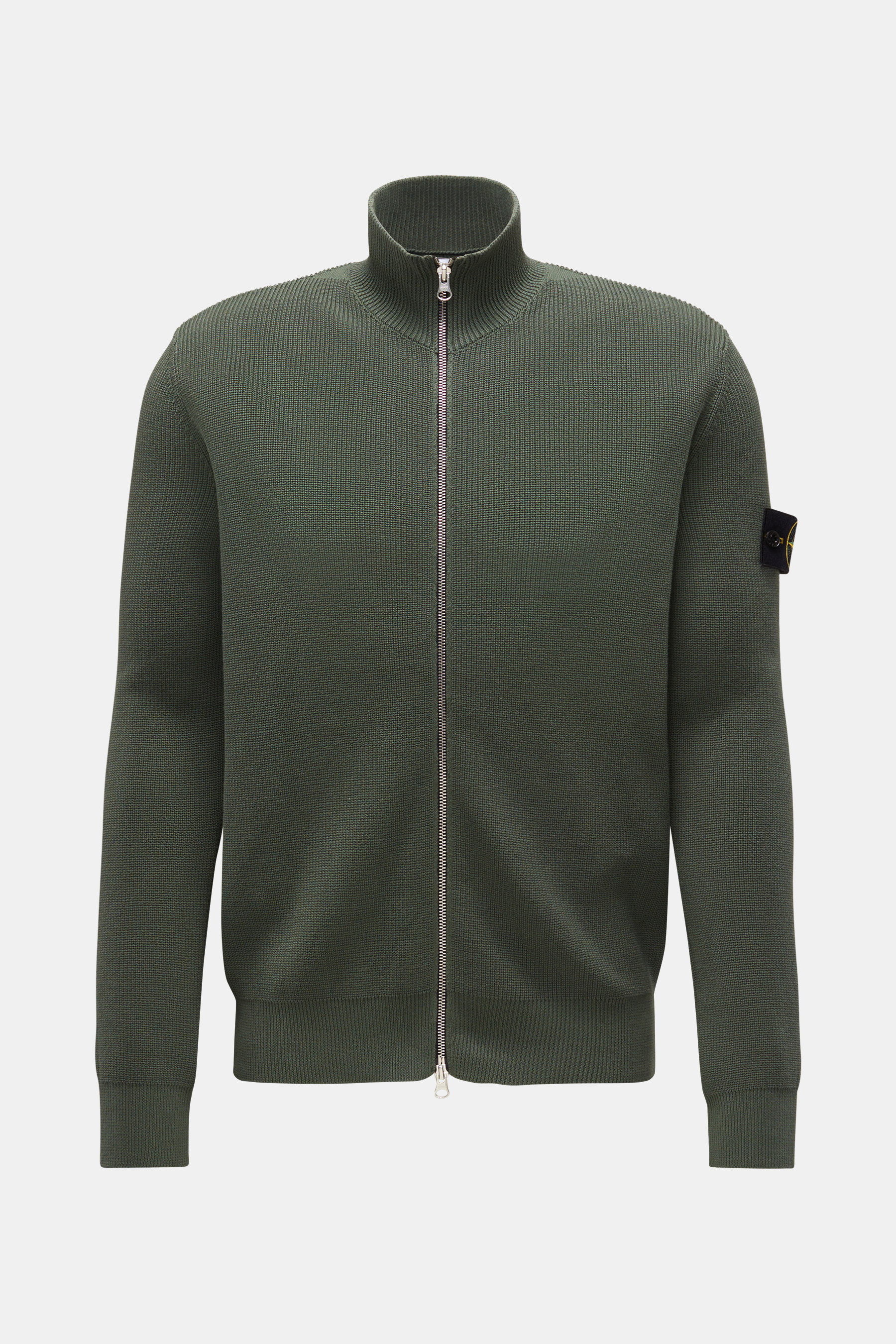 Stone Island Strickjacke 'Ribbed Soft Cotton' graugrün