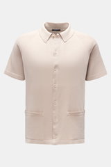 04651/ A trip in a bag Kurzarm-Strickhemd 'Foggy Shirt' schmaler Kragen beige