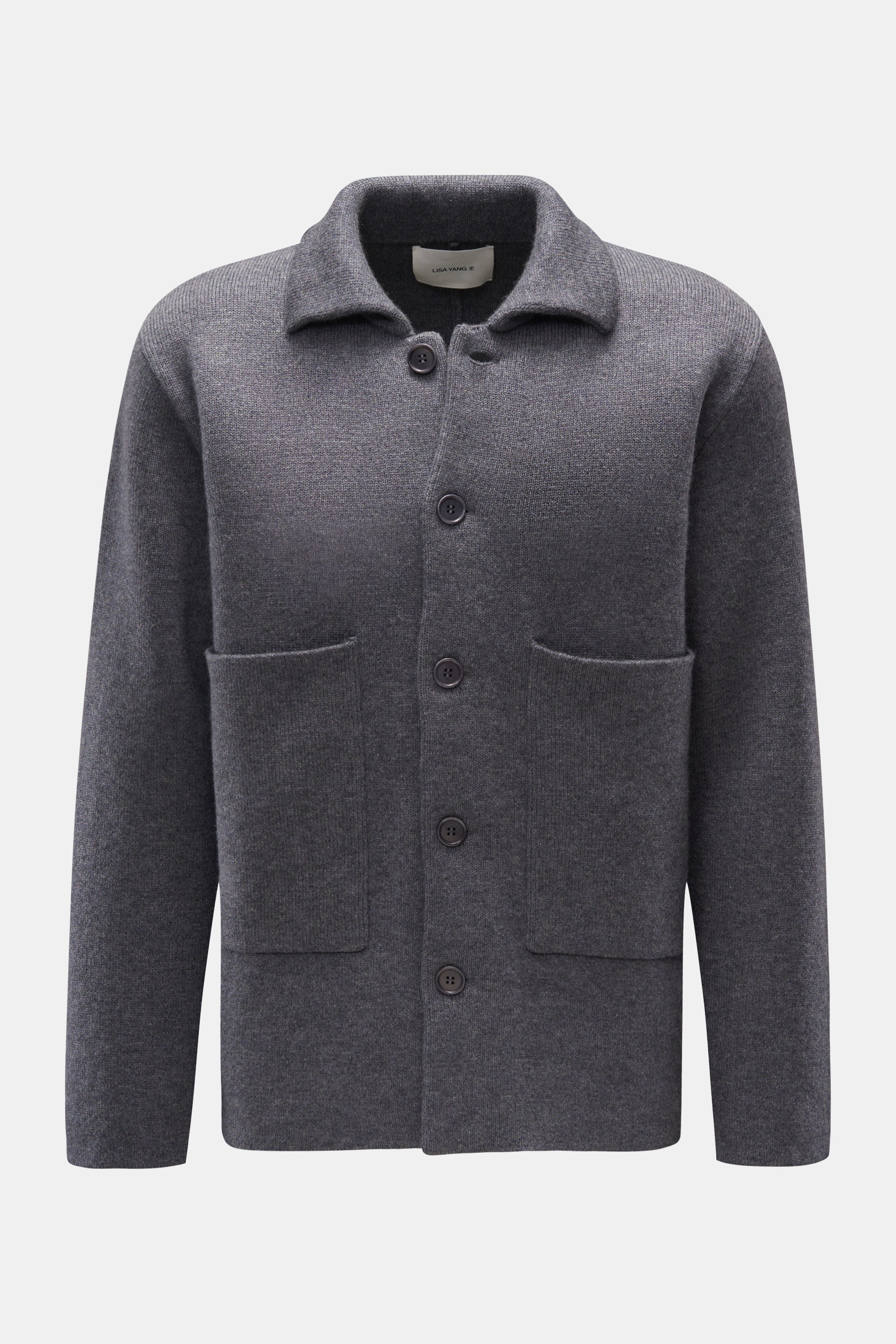 Lisa Yang Cashmere Cardigan 'Louis' grau meliert