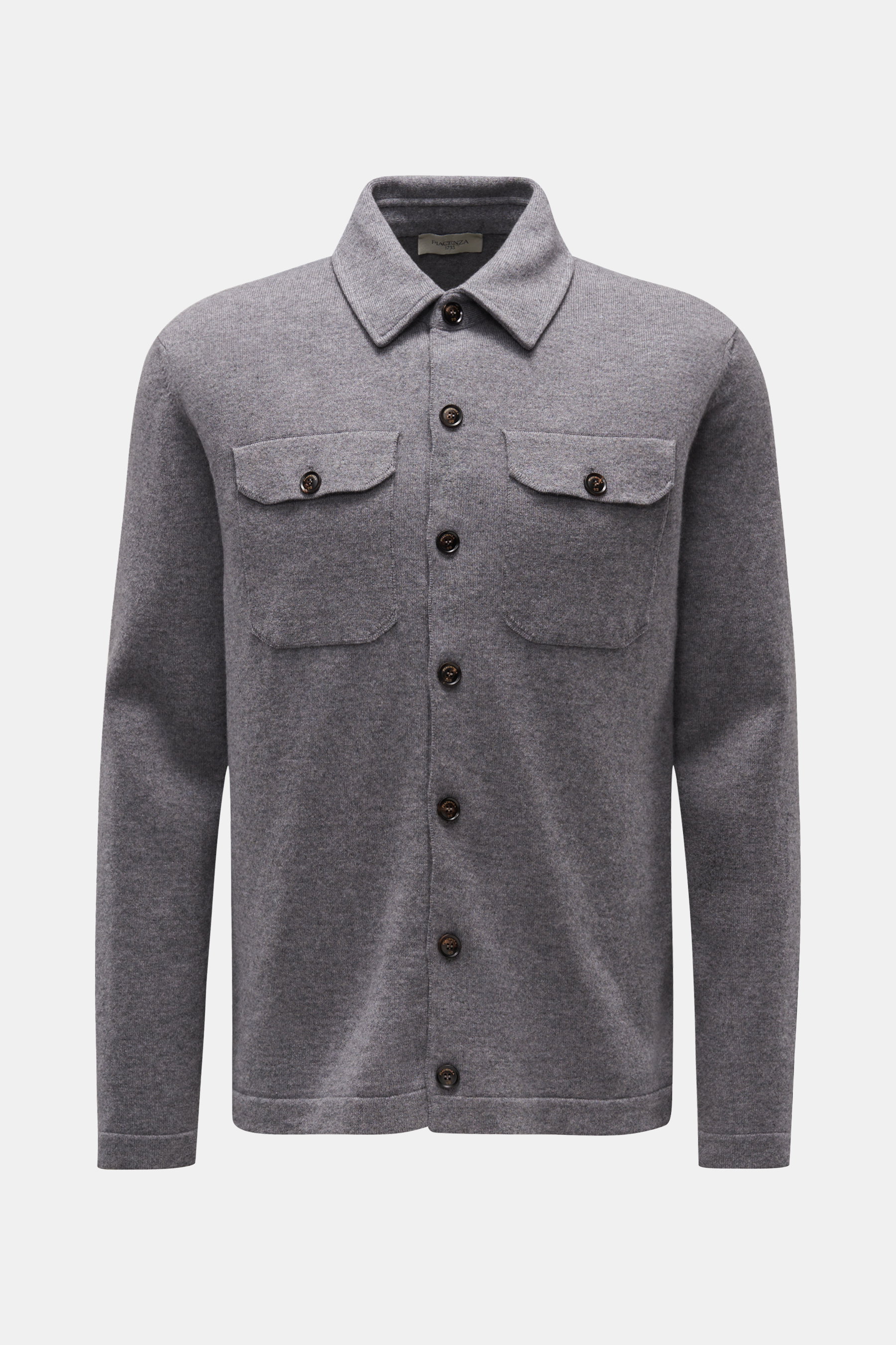 Piacenza 1733 Cashmere Strickhemd grau meliert
