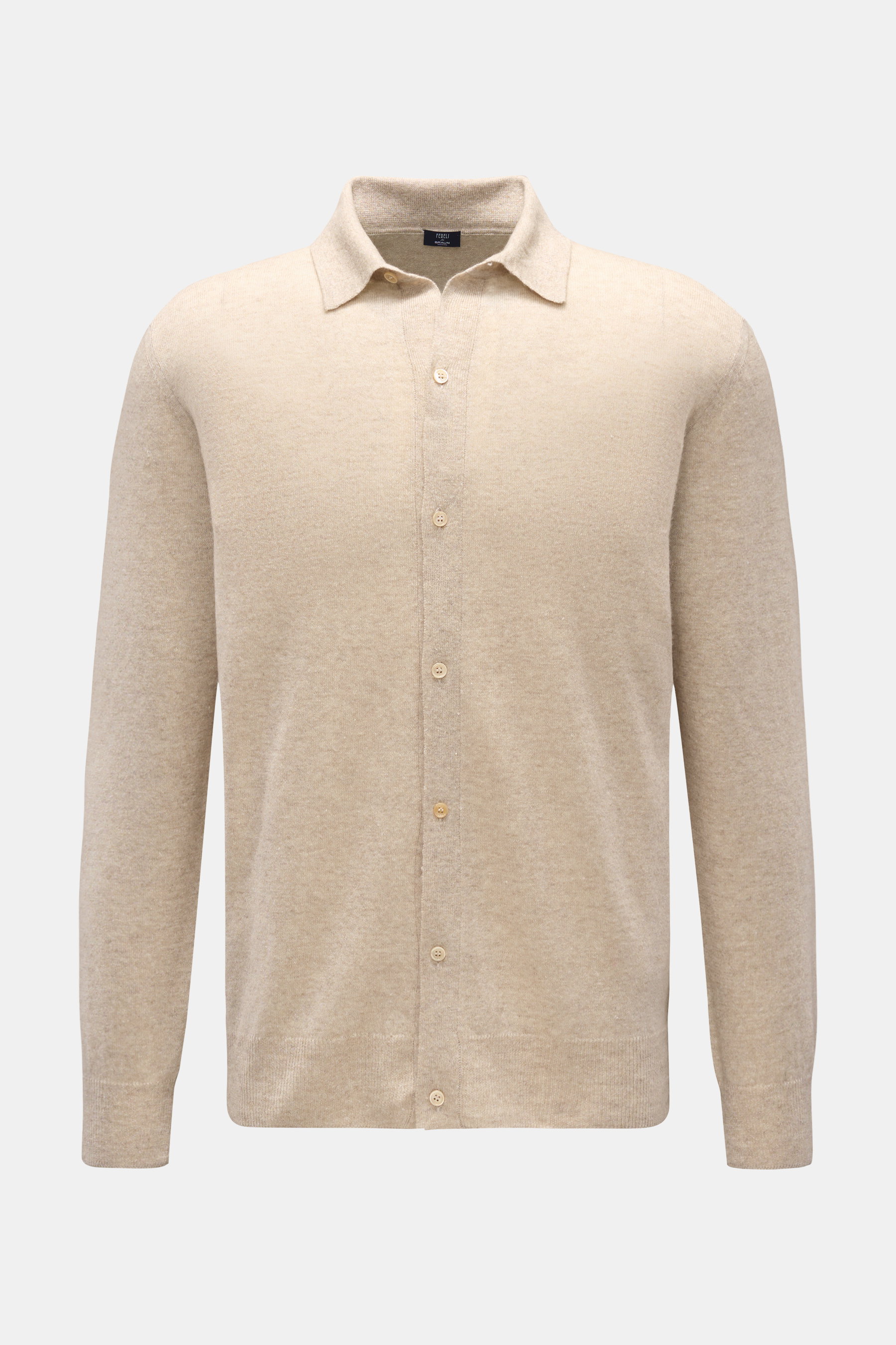 Fedeli Strickhemd beige meliert