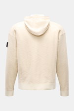 Rear view of Stone Island Sweatjacke creme hoodie in cream, showing regular fit, ribbed cuffs, split kangaroo pocket, and compass badge.

Description: <p>Strick mit Twist: Die sportive Jacke mit Kapuze im modernen Linksstrick von STONE ISLAND wird zum ide