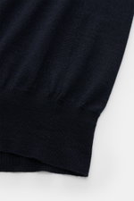 Alt tag (125 characters max): Close-up front view of BRAUN Hamburg Cardigan navy showing fine knit texture and ribbed band detail in navy blue.

Description:  
Luxury you can feel on your skin, in a timeless and elegant design: This fine knit cardigan by 