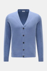 Front view of von Braun Cashmere Cardigan blau meliert in soft blue, slim fit with five buttons, fine knit, elastic rib cuffs.

Description: <p>Basic für die Übergangszeit aus mongolischem Cashmere: Der VON BRAUN Cardigan ist ein echter Klassiker wenn es 