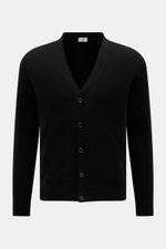 von Braun Cashmere Cardigan schwarz, Slim Fit, feines Strickbild, fünf Knöpfe, elastische Rippbündchen, weicher Griff, Frontansicht, reiner Cashmere