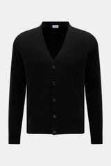 von Braun Cashmere Cardigan schwarz, Slim Fit, feines Strickbild, fünf Knöpfe, elastische Rippbündchen, weicher Griff, Frontansicht, reiner Cashmere