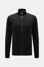 von Braun Cashmere Strickjacke dunkelgrau meliert, Slim Fit mit Reißverschluss, Stehkragen, schrägen Leistentaschen, Rippbündchen, feines Strickbild, Frontansicht