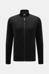 von Braun Cashmere Strickjacke dunkelgrau meliert, Slim Fit mit Reißverschluss, Stehkragen, schrägen Leistentaschen, Rippbündchen, feines Strickbild, Frontansicht